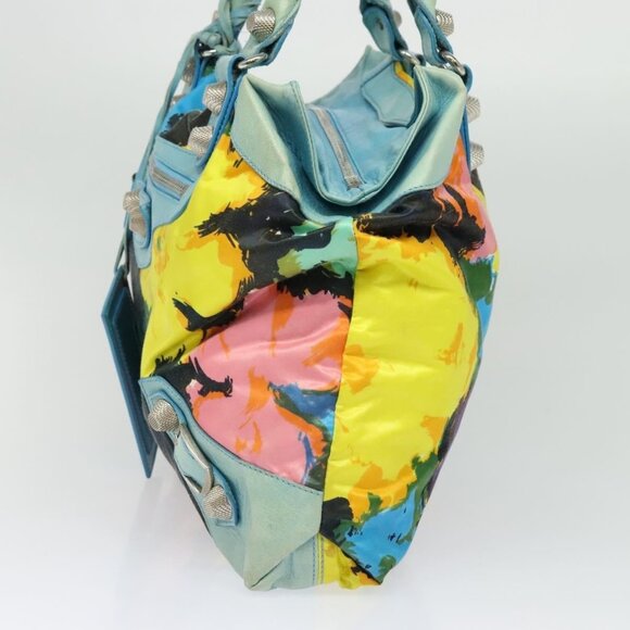 BALENCIAGA The Giant Brief Hand Bag Nylon Light Blue Silver Auth 132399 - Picture 5 of 16